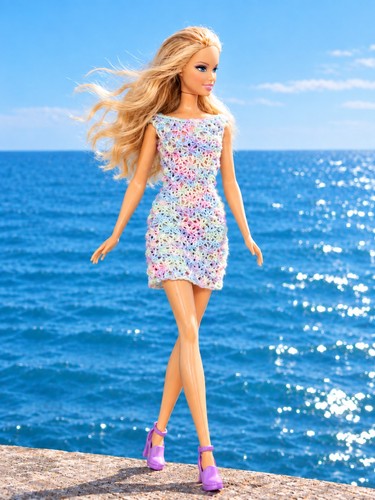 Barbie kleid handgestrickt - ,