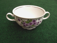 Mitterteich - Porzellan * 6 Suppentassen * Veilchenmotiv, Silberrand