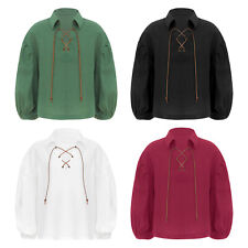 DE Freebily Kinder Jungen Mittelalter Hemd Langarm Renaissance Hemd Cosplay 