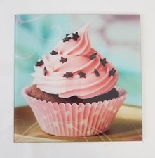 Glasbild Rosa Schoko Muffin I 30x30 cm Cupcake Wandbild Küche wie neu