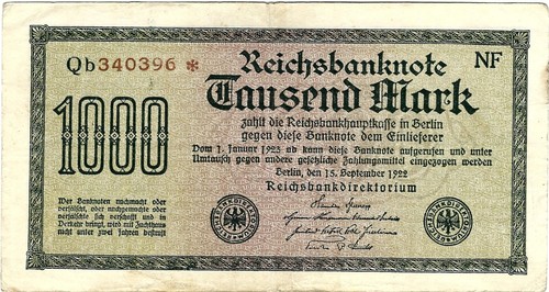 Reichsbanknote 1000 mark 1922 - reichsbanknote,