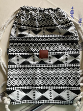 Rucksack Tasche T-BAGS Weiß Schwarz dicke Kordel ca. 34 x 48 cm sehr schön NEU