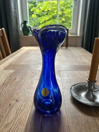 Vintage glasvase kobaltblau - vintage,