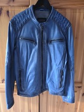 Coole blaue Herren Lederjacke Gr. 48