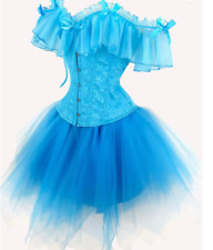 Blauer Jacquard Bodycon-Kleid, TUTU-Garnrock, COSPLAY Aschenputtel-Set, Karneval