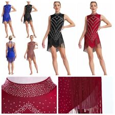 Frauen Trikot Samba Lateinkleid Flapper Body Strass Tanzkleid Jazz Kleider Tanz