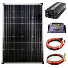 Solar Set 12V 100 Watt Solarpanel Wechselrichter Solaranlage 1000mm 10A 0% MwSt