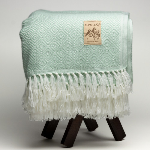 Alpaka wolldecke mint - alpaka,