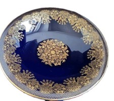 LINDNER - 28cm Teller PRUNKSCHALE Zierschale - KOBALT-BLAU Gold - Maschendekor