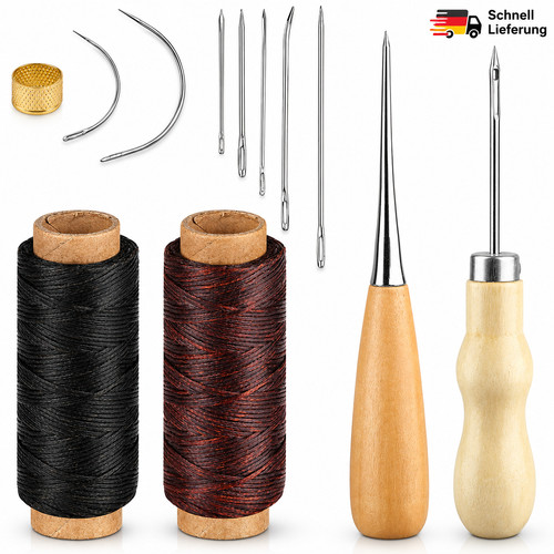 Ledergarn ledernadel set - ledernadel,