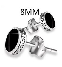 Unisex 925 Silber Rund Ohrringe  Schwarz Damen Herren Ohrstecker 925 Silber