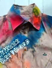 VIVIENNE WESTWOOD SHIRT Größe SMALL CUSTOMIZED PUNK NEON SPRAY FARBE ERSTAUNLICH