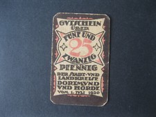 Dortmund und Hörde 25 Pfennig Notgeld Geldschein Papiergeld Deutschland 1920