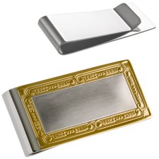 GELDKLAMMER EDELSTAHL MONEY CLIP SILBER/GOLDFARBEN HOCHGLANZPOLIERT EDLES DESIGN