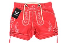 Trachten Hose Jeans Shorts kurz Damen in Lederhosen Style rot Gr.34 36 38 40