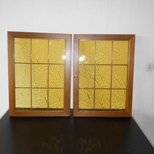 2 x Bleiglasfenster Fensterflügel Schrankflügel Bleiverglasung Gelb 62 x 45 cm