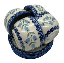 Original Bunzlauer Keramik Set 4 Tassen/Untertassen - Agnes - II Wahl