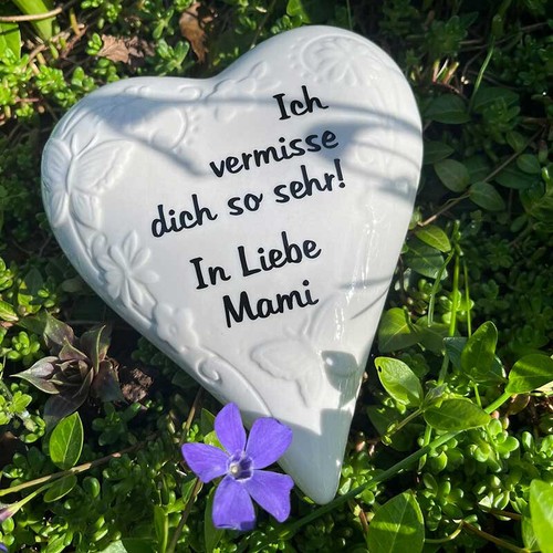 Grabschmuck herz aus porzellan - herz,