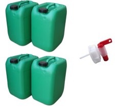 4 x 20 L Kanister grün Camping Plastekanister Kunststoffkanister Behälter + Hahn