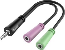 Hama Audio-Adapter, 2x 3pol. 3,5-mm-Klinke-Stecker - 4pol. 3,5-mm-Klinke-Headset