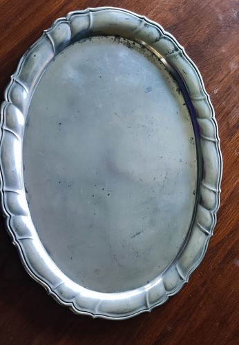 Antikes zinntablett oval - zinntablett,