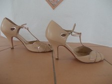 Rachel Simpson Brautschuhe Riemchen Sandalette creme gold Gr. 38 Stilettoabsatz