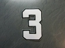 Zahl 3 Stoff Zahlen 10cm  weiß schwarz Aufbügeln Tricot Zahl  Aufnäher Bügelbild