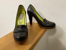 HARLOT Pumps Schuh Gr. 39 schwarz mit bunten Stepp-Nähten Plateau