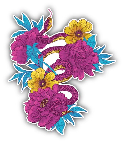 Autoaufkleber schlange blumen - autoaufkleber,