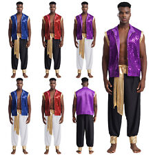Herren Pailletten Arabischer Weste und Haremhose Halloween Aladin Cosplay Kostüm