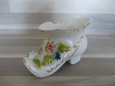 Antiker Porzellan Glücksschuh mit Blumchen Halbstiefel L11cm
