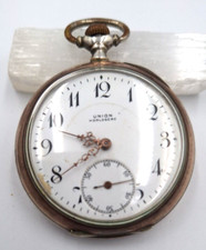 Silberne Taschenuhr mit Schutzgehäuse 800er Union Horlogére defekt