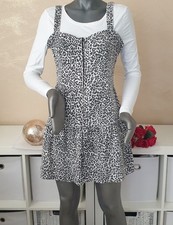 PhazeClothing Kleid Minikleid Trägerkleid Partykleid schwarz weiß leo Gr. S NEU