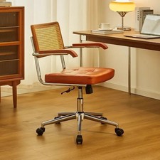 Rattan Bürostuhl Holz Drehstuhl Ergonomisch Vintage Home Office