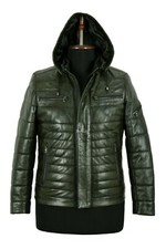 Herren Puffer Lederjacke mit