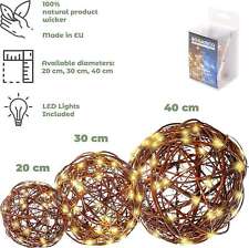 Weidenkugel mit LED-Lichterkette Weidenball Dekokugel Kugel Rebenkugel Dekobälle