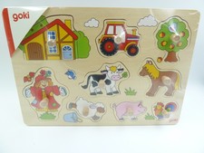 Steckpuzzle Bauernhof 2 GOKI 10-teilig bunt Holz NEU Formspiel mehrfarbig