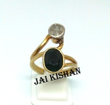 Fantastische Polki Diamant Blauer Saphir Edelstein 925 Sterlingsilber Damen Ring