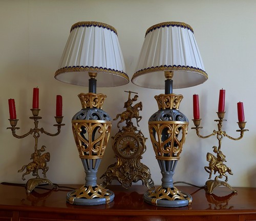 Paar vase urne grau gold - paar,