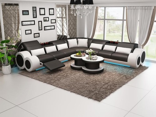 Ledersofa couch wohnlandschaft - couch,