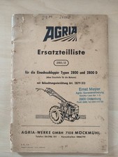 AGRIA Einachser TYPE 2800 und D Hatz Dieselmotor  Original Ersatzteilliste 