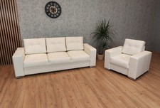 Weiß Echt Leder Sofagarnitur