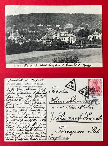 Reinbek 1908 ortsansicht - ak,