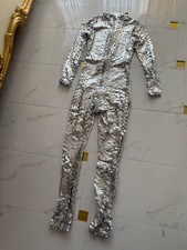 Lack Catsuit Overall Silber