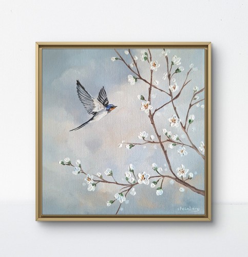 Acrylbild schwalbe apfelbaum - acrylbild,