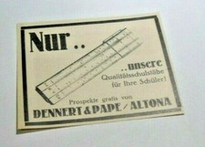 Uralte kleine Reklame Werbung 1928, Schulstäbe, Rechenschieber Altona