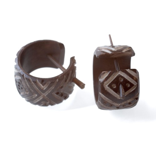 Breite horn bone creolen - horn,