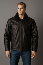 Greenbrier Vintage Lederjacke 56 Biker Rockabilly Harrington Echtleder braun