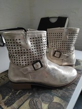 Damen Qualität Voll Leder "HIP" Stiefelletten 39 Groß Gold Farbe.