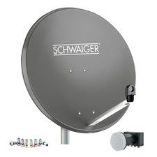Schwaiger SAT Anlage Stahl 80cm Set Quad LNB ASTRA HD tauglich anthrazit